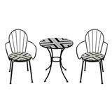 2-SEAT MOSAIC PATIO BISTRO SET SPRING FENNO WHITE/BLACK