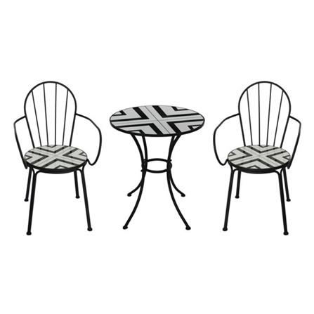 2-SEAT MOSAIC PATIO BISTRO SET SPRING FENNO WHITE/BLACK