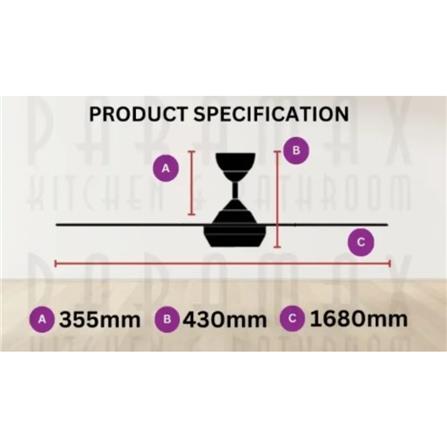 DEKA CEILING FAN NEON66 6B LED MATT BLACK 66"