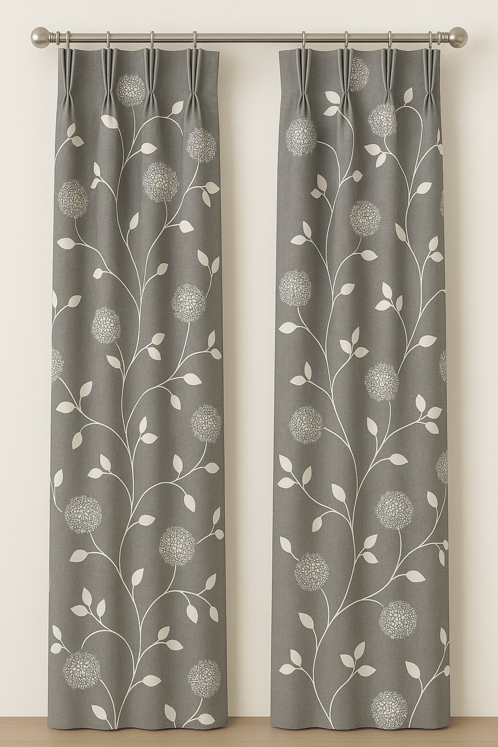 HLS CURTAIN N-HOOK DAISY 140X180CM GRAY