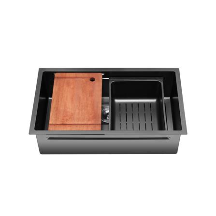 SORENTO BUILT-IN KITCHEN NANOMAGMA SINK SRTKS7846-BL 78CM 1BOWL STAINLESS STEEL WITH PULL OUT MIXER TAP