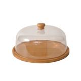 BAMBOO CAKE STAND WITH ACRYLIC LID 25CM