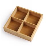 BAMBOO SQUARE COMPARTMENT TRAY 22CM