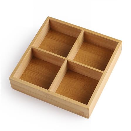 BAMBOO SQUARE COMPARTMENT TRAY 22CM