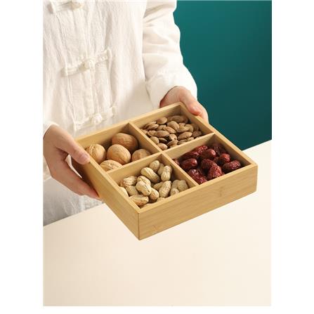BAMBOO SQUARE COMPARTMENT TRAY 22CM