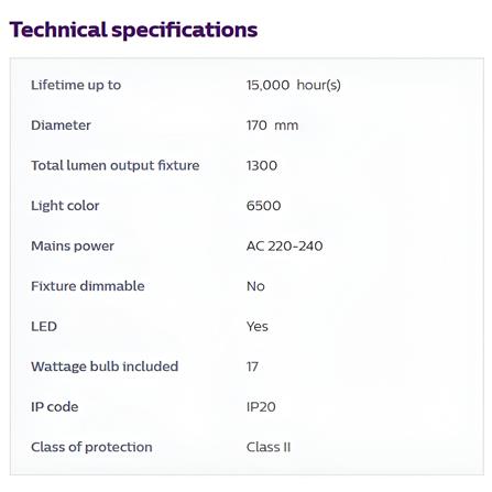 PHILIPS SURFACE DOWNLIGHT 59472 MESON 17W DAYLIGHT (6500K) 6"