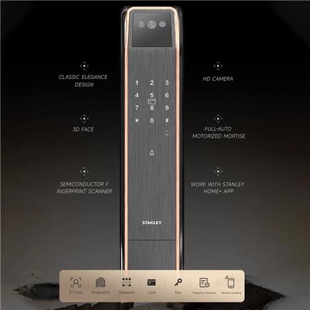 STANLEY WIFI VIDEO PUSH & PULL LOCK S70 ANTIQUE COPPER