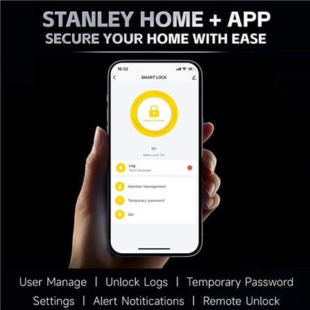 STANLEY WIFI PUSH & PULL LOCK F50 BLACK