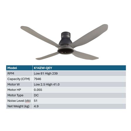 KDK CEILING FAN SENSA 4 K14ZW-QEY ELEGANT GREY 4B 56"
