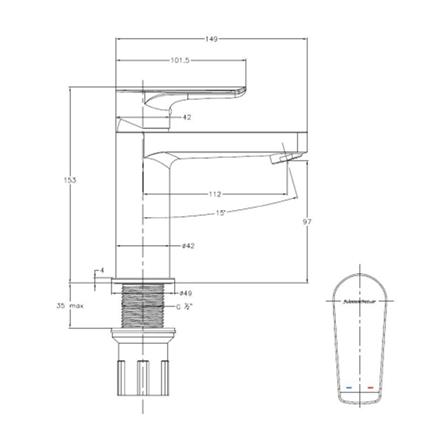 JOHNSON SUISSE MILANO BASIN MIXER TAP WBFA301500CP