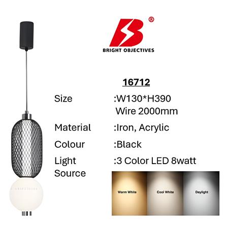 BRIGHT OBJECTIVES PENDANT LAMP 16712 39CM BLACK