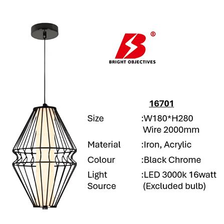 BRIGHT OBJECTIVES PENDANT LAMP 16701 28CM BLACK CHROME