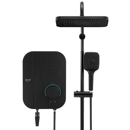 ALPHA SHOWER HEATER DC PUMP WITH RAIN SHOWER WES7-NEON BLACK CANVAS