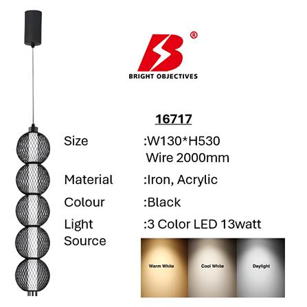 BRIGHT OBJECTIVES PENDANT LAMP 16717 53CM BLACK