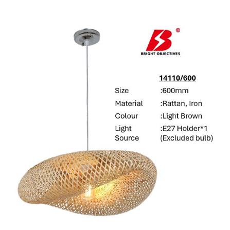 PRE-ORDER BRIGHT OBJECTIVES PENDANT LAMP 14110/600 60CM LIGHT BROWN