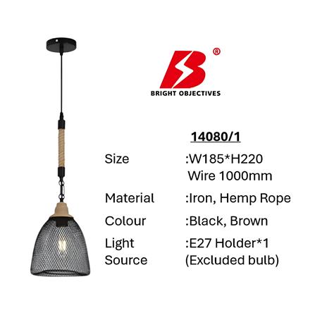 BRIGHT OBJECTIVES PENDANT LAMP 14080/1 22CM BLACK BROWN