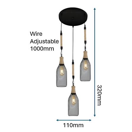 PRE-ORDER BRIGHT OBJECTIVES PENDANT LAMP 14081/3 100CM BLACK BROWN