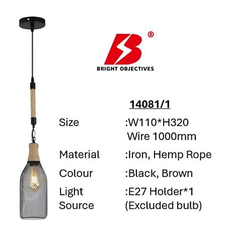 PRE-ORDER BRIGHT OBJECTIVES PENDANT LAMP 14081/1 32CM BLACK BROWN