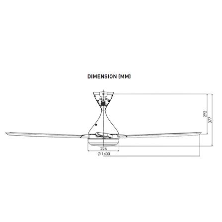 KDK CEILING FAN K14QF-WT WHITE 5B 56"