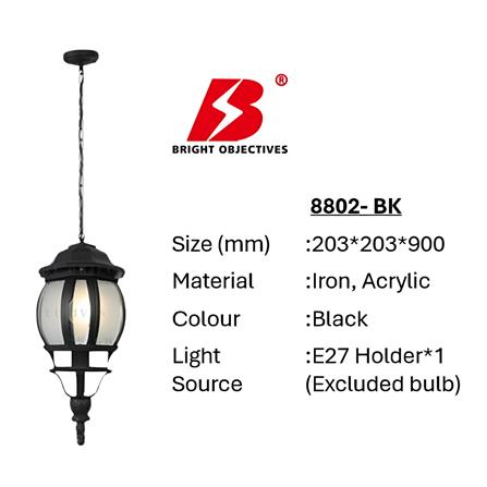 BRIGHT OBJECTIVES PENDANT OUTDOOR LAMP 8802/P 900MM E27 BLACK