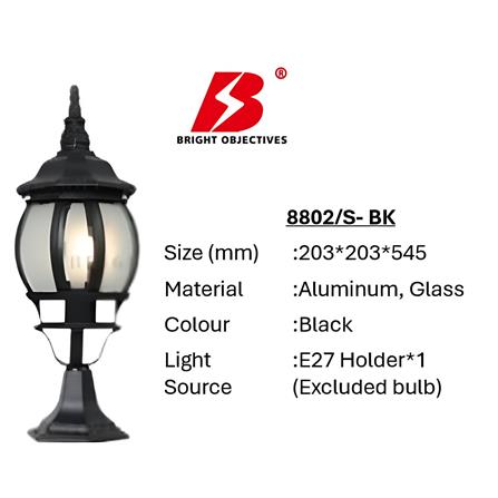 PRE-ORDER BRIGHT OBJECTIVES GATE LAMP 8802/S 545MM E27 BLACK