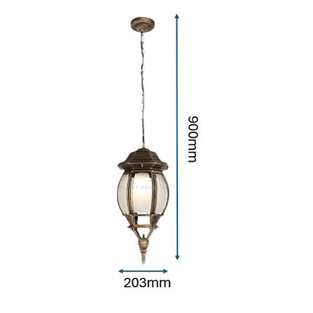 BRIGHT OBJECTIVES PENDANT OUTDOOR LAMP 8802/P 900MM E27 ANTIQUE BRASS