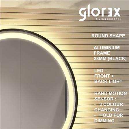 GLOREX LED MIRROR RD60A281IS-HSLED-BK 60CM