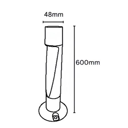 YETPLUS BOLLARD BL3318 H600 12W 3000K (WARM WHITE) STONE GREY 60CM