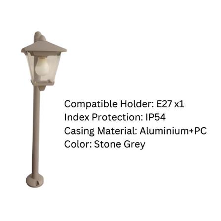 YETPLUS BOLLARD BL3305 H80 E27 STONE GREY