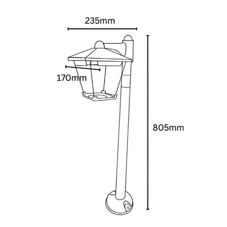 YETPLUS BOLLARD BL3305 H80 E27 STONE GREY