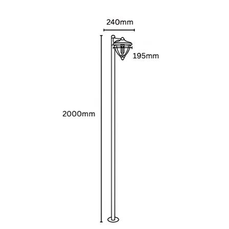 YETPLUS BOLLARD BL3313-1 H2000 E27 STONE GREY 200CM