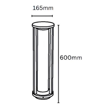 YETPLUS BOLLARD BL3312 H60 24W 3000K (WARM WHITE) STONE GREY 60CM