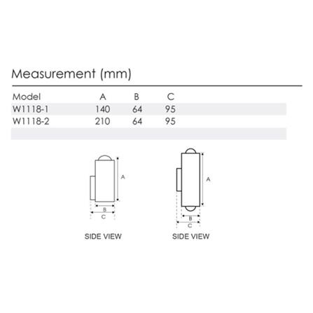 YETPLUS WALL OUTDOOR W1118-2 GU10 STONE GREY