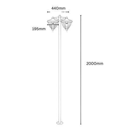 YETPLUS BOLLARD BL3313-2 H2000 E27 STONE GREY