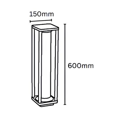 YETPLUS BOLLARD BL3311 H60 24W 3000K (WARM WHITE) STONE GREY 60CM