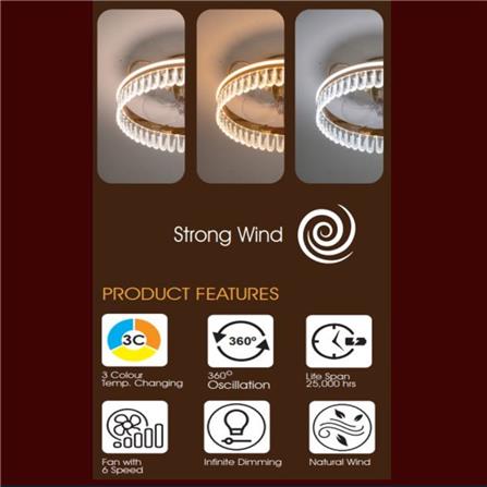 YIVA CEILING FAN LED DECORATIVE CL2001 65W 3C GOLD