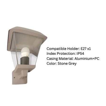 YETPLUS WALL OUTDOOR W3304-S E27 STONE GREY