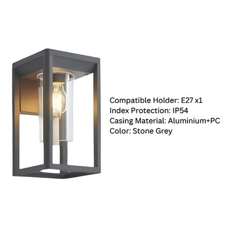 YETPLUS WALL OUTDOOR W3302 E27 STONE GREY