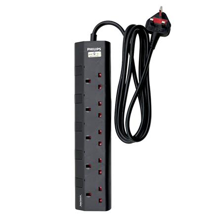 PHILIPS 5G2M TRAILING SOCKET C/W NEON/SURGE CHP3153BA/68 BLACK