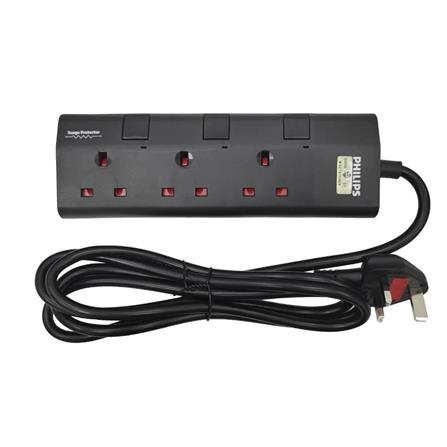 PHILIPS 3G2M TRAILING SOCKET C/W NEON/SURGE CHP3133BA/68 BLACK