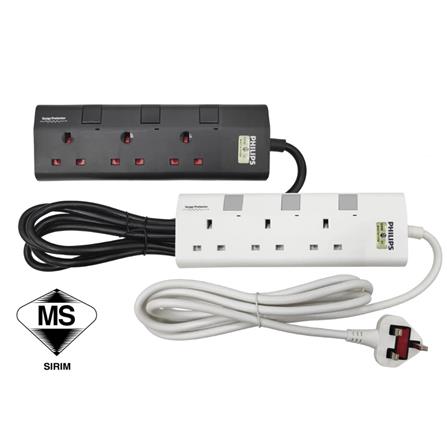 PHILIPS 3G2M TRAILING SOCKET C/W NEON/SURGE CHP3133BA/68 BLACK