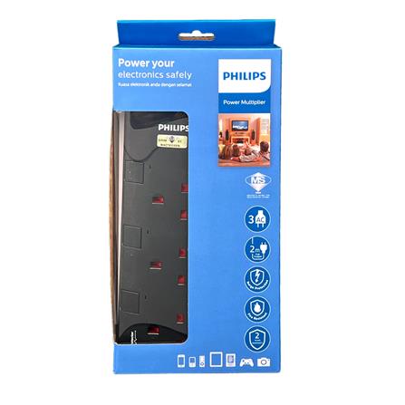 PHILIPS 3G2M TRAILING SOCKET C/W NEON/SURGE CHP3133BA/68 BLACK