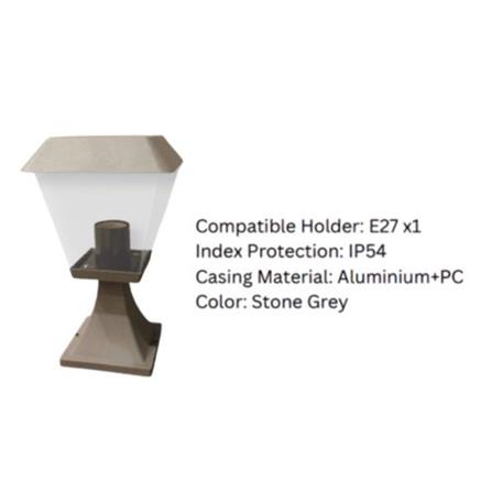 YETPLUS GATE LAMP G3303-S E27 STONE GREY