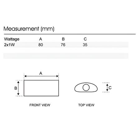 YETPLUS WALL OUTDOOR W7000-2 2x1W WARM WHITE (3000K) GLITTERING BLACK