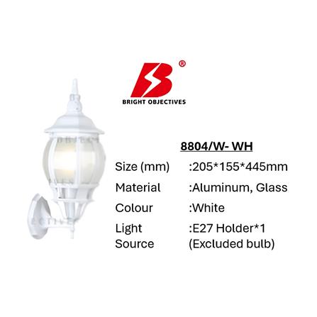 BRIGHT OBJECTIVES WALL OUTDOOR 8804/W 44.5CM E27 WHITE
