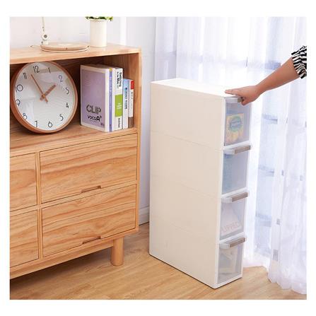 4-TIER NARROW DRAWER UNIT STACKO BENRI 18X47.8X83CM WHITE [EXCLUSIVE FROM HOMEPRO THAILAND]