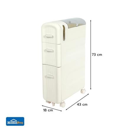 3-TIER NARROW DRAWER UNIT STACKO MOST 43X18X73CM WHITE [EXCLUSIVE FROM HOMEPRO THAILAND]