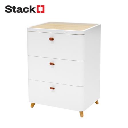 CHEST OF 3 DRAWERS WITH WOODEN LEGS STACKO JOIN 52X40X70.5CM WHITE [EXCLUSIVE FROM HOMEPRO THAILAND]