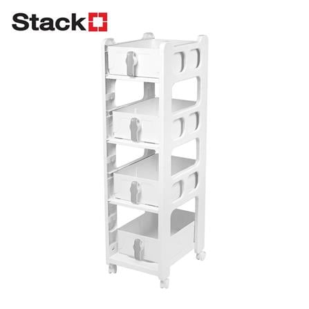 4-TIER DRAWER UNIT STACKO VIVE 29X39X103CM WHITE [EXCLUSIVE FROM HOMEPRO THAILAND]