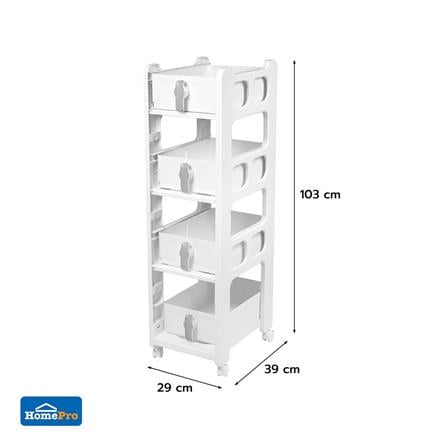 4-TIER DRAWER UNIT STACKO VIVE 29X39X103CM WHITE [EXCLUSIVE FROM HOMEPRO THAILAND]